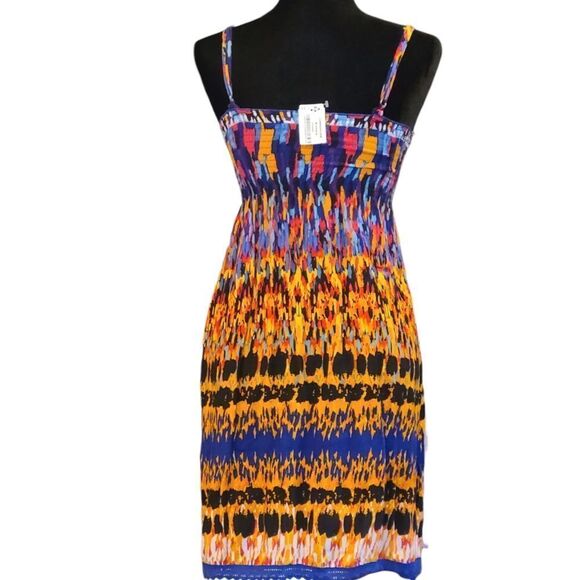 Derek Heart Sundress Strappy Geometric Colorful‎ Smocked Bodice Sz XS - Picture 11 of 13